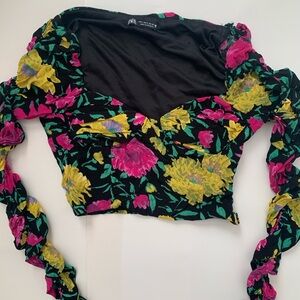 Zara Floral Black Crop Top